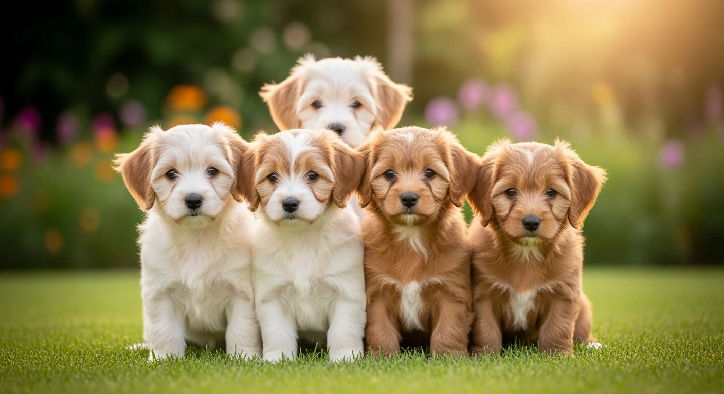 Groupe de Bolonka Zwetna de différentes couleurs, la diversité de la race en France