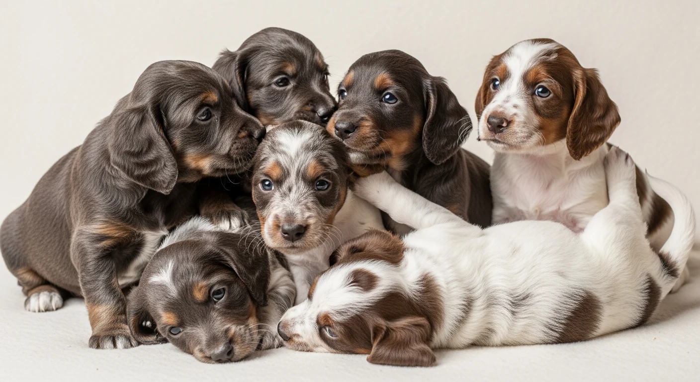 Portee de chiots Bolonka Zwetna blottis ensemble